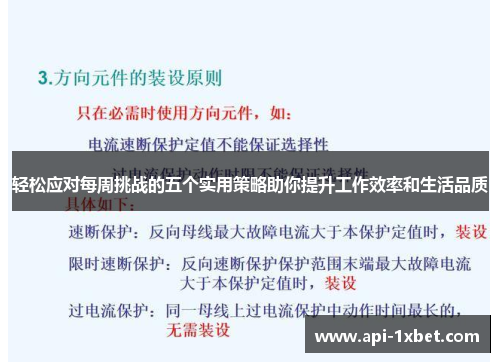 轻松应对每周挑战的五个实用策略助你提升工作效率和生活品质